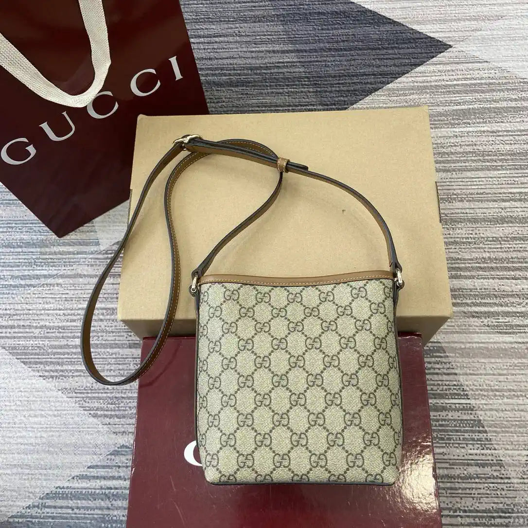 Gucci GG Emblem nano bucket bag 847090 Beige & Brown