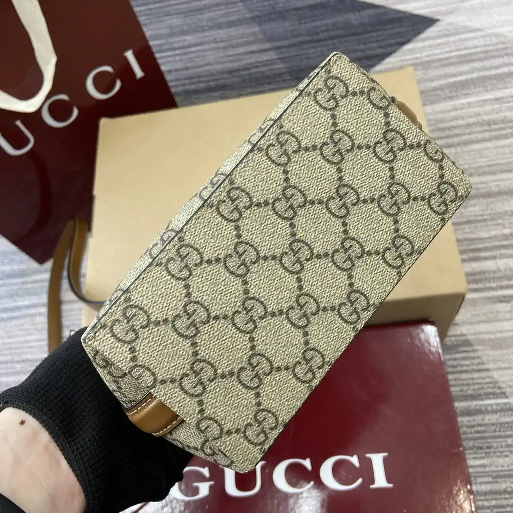 Gucci GG Emblem nano bucket bag 847090 Beige & Brown