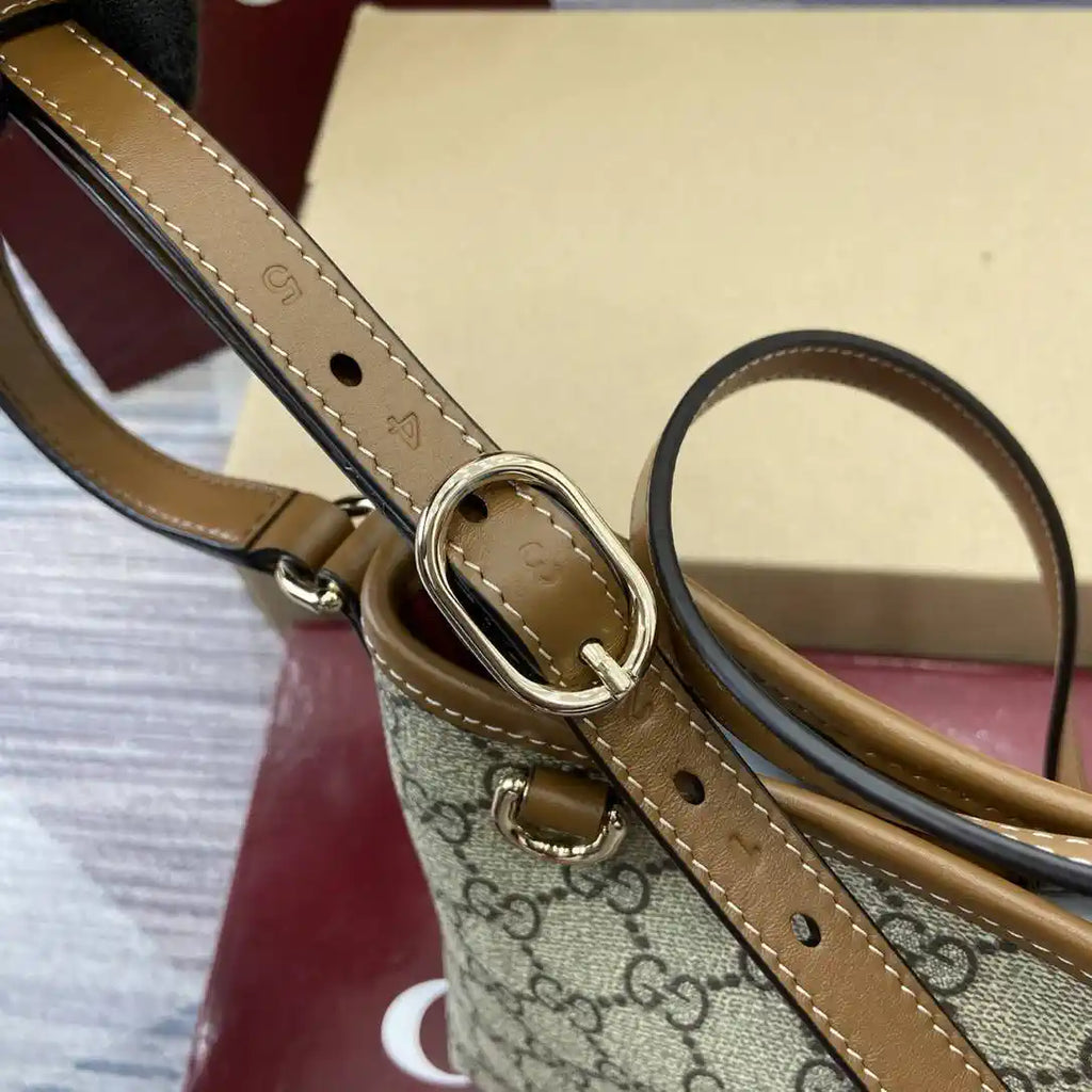 Gucci GG Emblem nano bucket bag 847090 Beige & Brown
