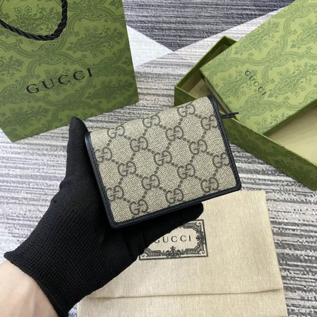 Gucci GG Emblem small wallet 820692 Beige & Black