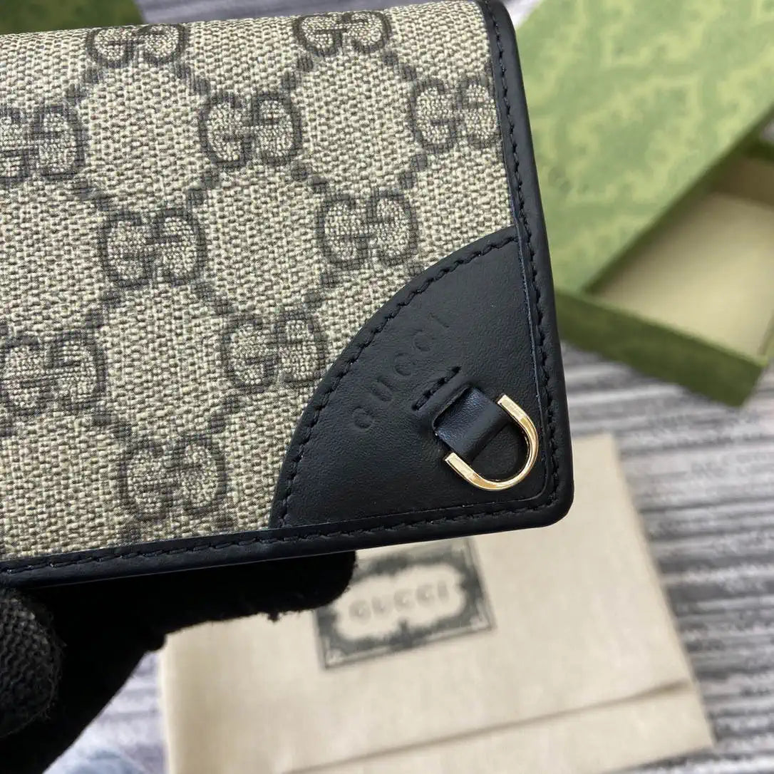 Gucci GG Emblem small wallet 820692 Beige & Black