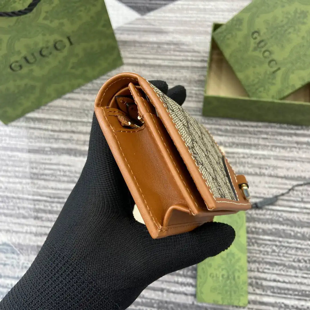 Gucci GG Emblem small wallet 820692 Beige & Brown