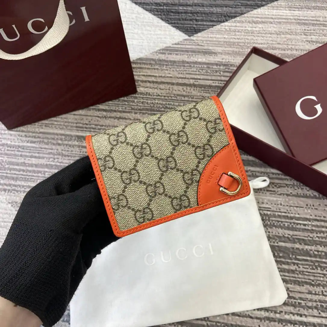 Gucci GG Emblem small wallet 820692 Biege & orange