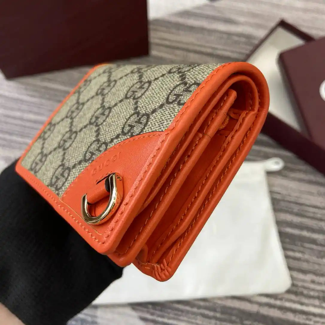 Gucci GG Emblem small wallet 820692 Biege & orange
