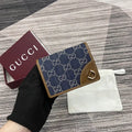 Gucci GG Emblem small wallet 820692 Navy Blue & Brown