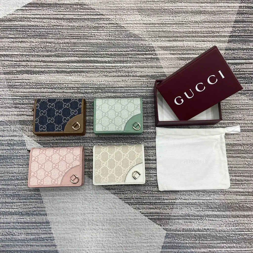 Gucci GG Emblem small wallet 820692 Navy Blue & Brown