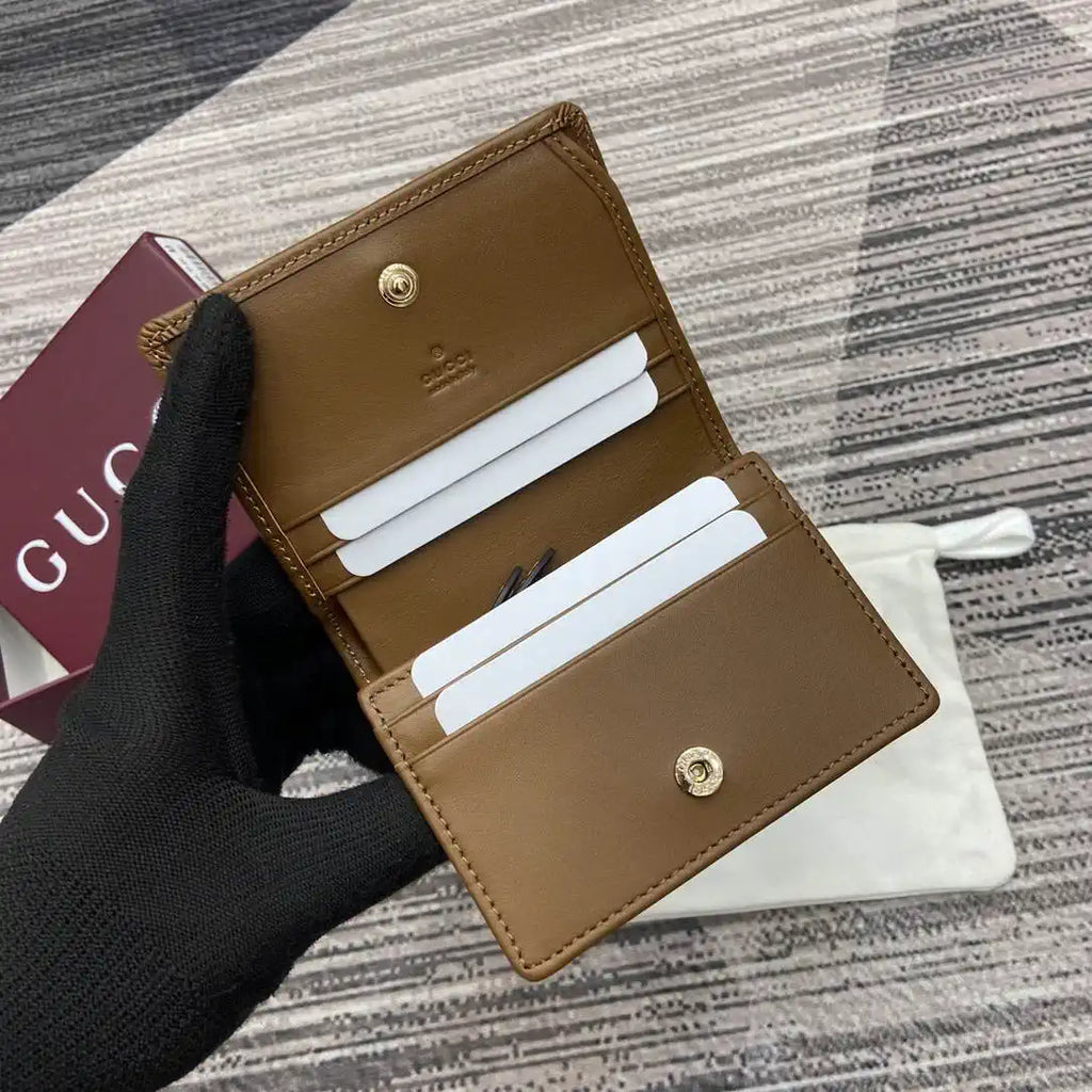 Gucci GG Emblem small wallet 820692 Navy Blue & Brown