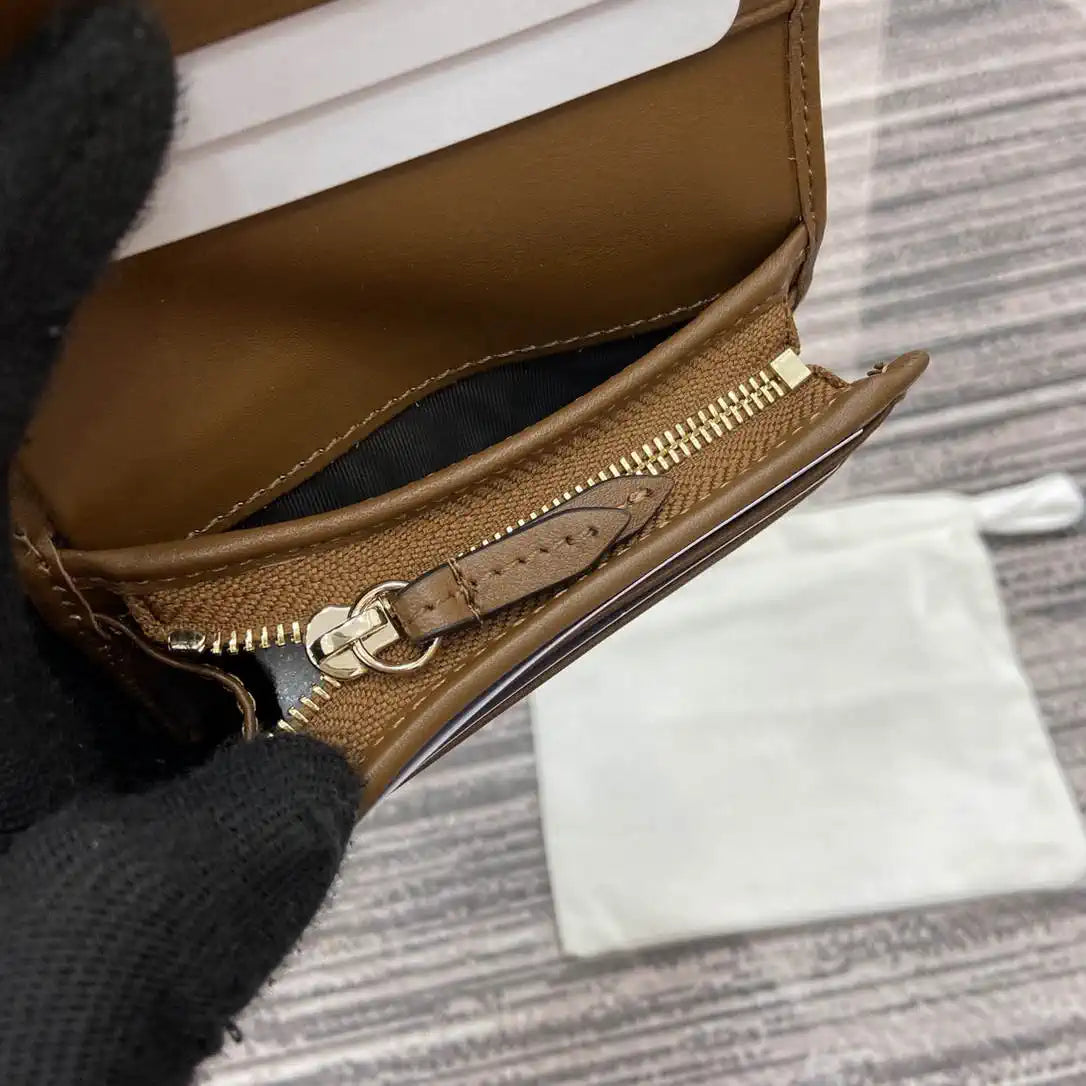 Gucci GG Emblem small wallet 820692 Navy Blue & Brown