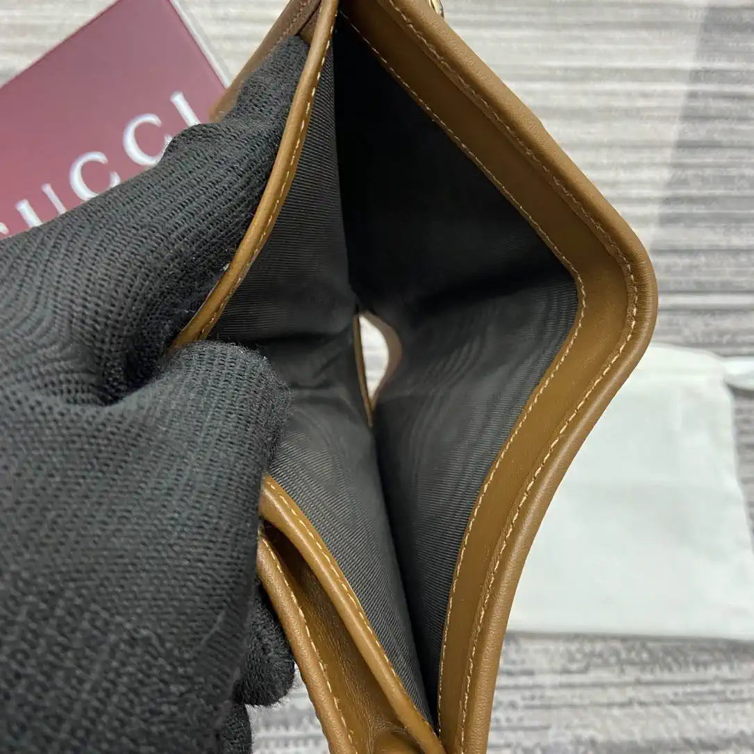 Gucci GG Emblem small wallet 820692 Navy Blue & Brown