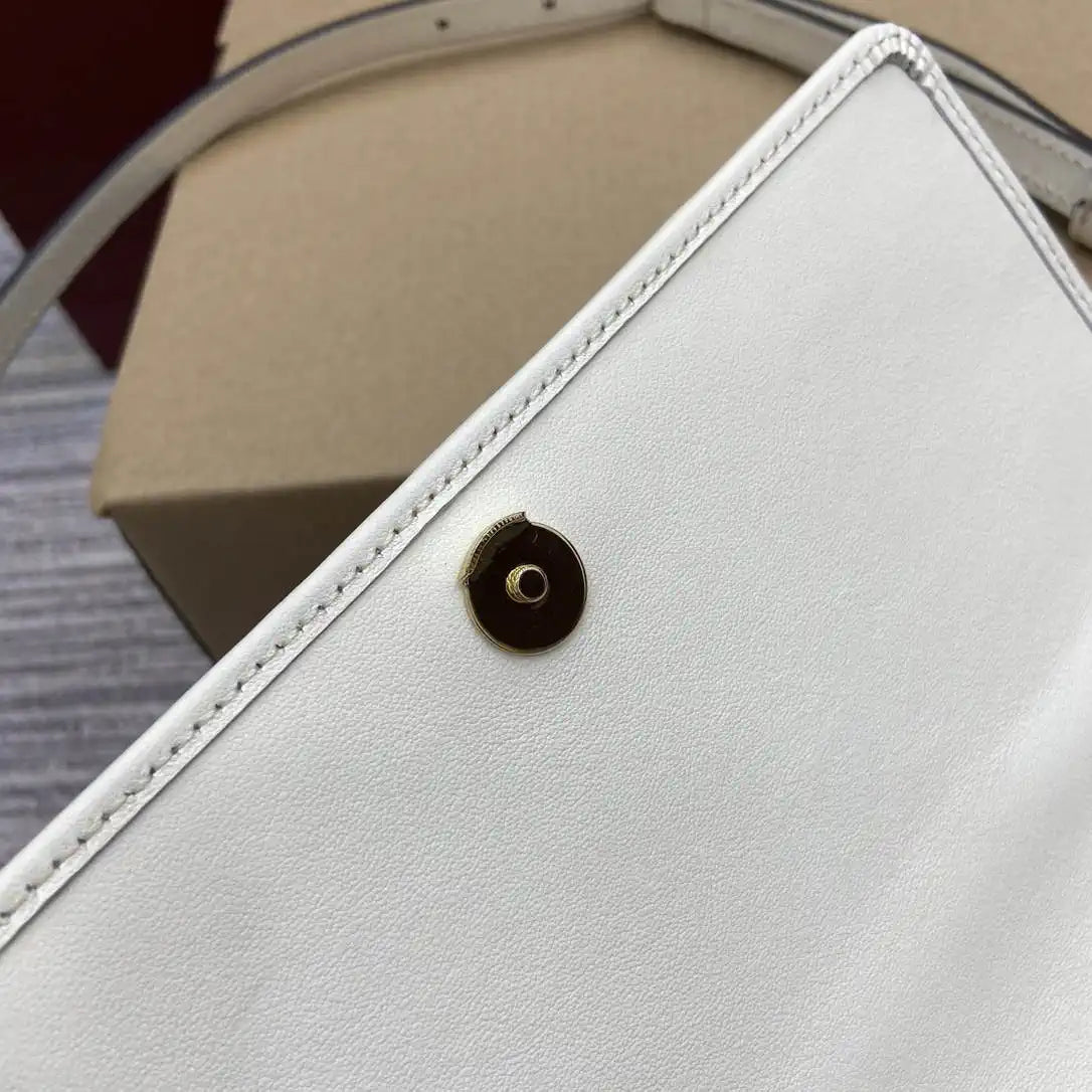 Gucci GG Emblem wallet with leather strap 820688 Biege & White