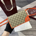 Gucci GG Emblem wallet with leather strap 820688 Biege &Orange