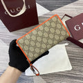 Gucci GG Emblem zip around wallet 819122 Biege & orange