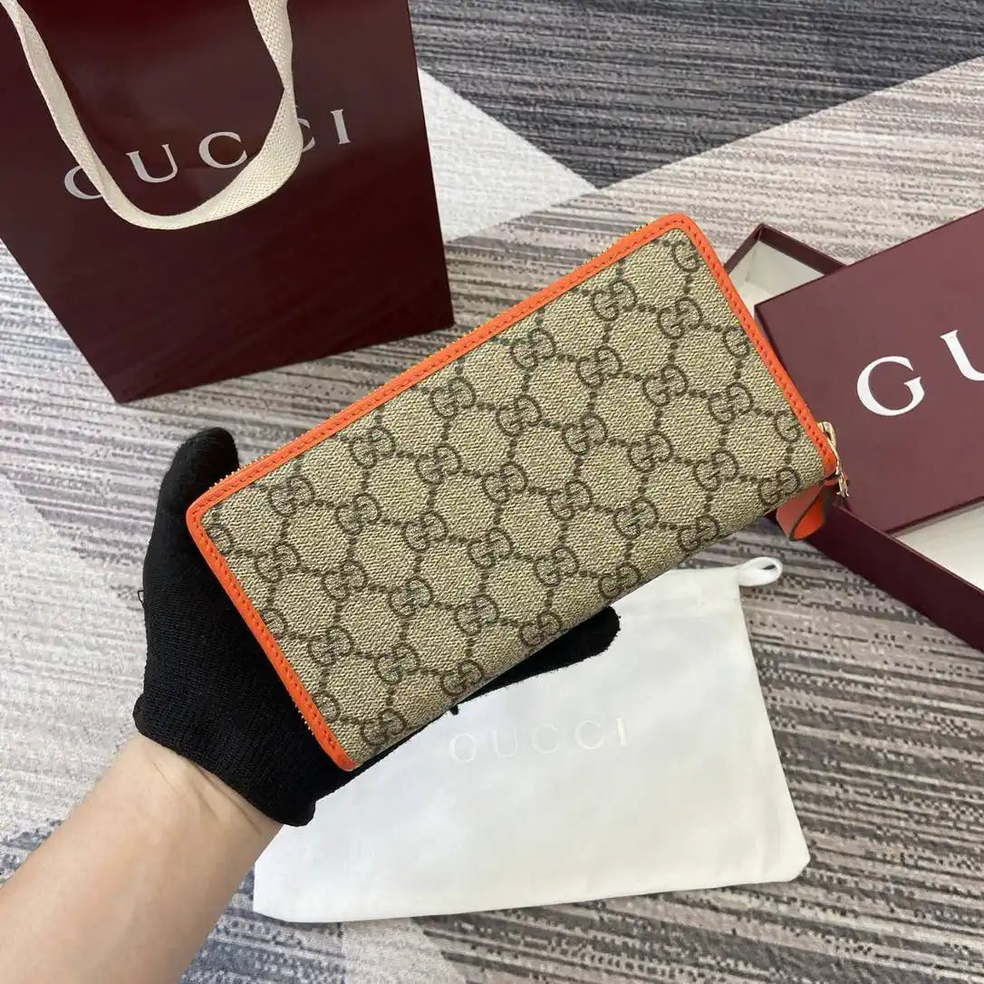 Gucci GG Emblem zip around wallet 819122 Biege & orange