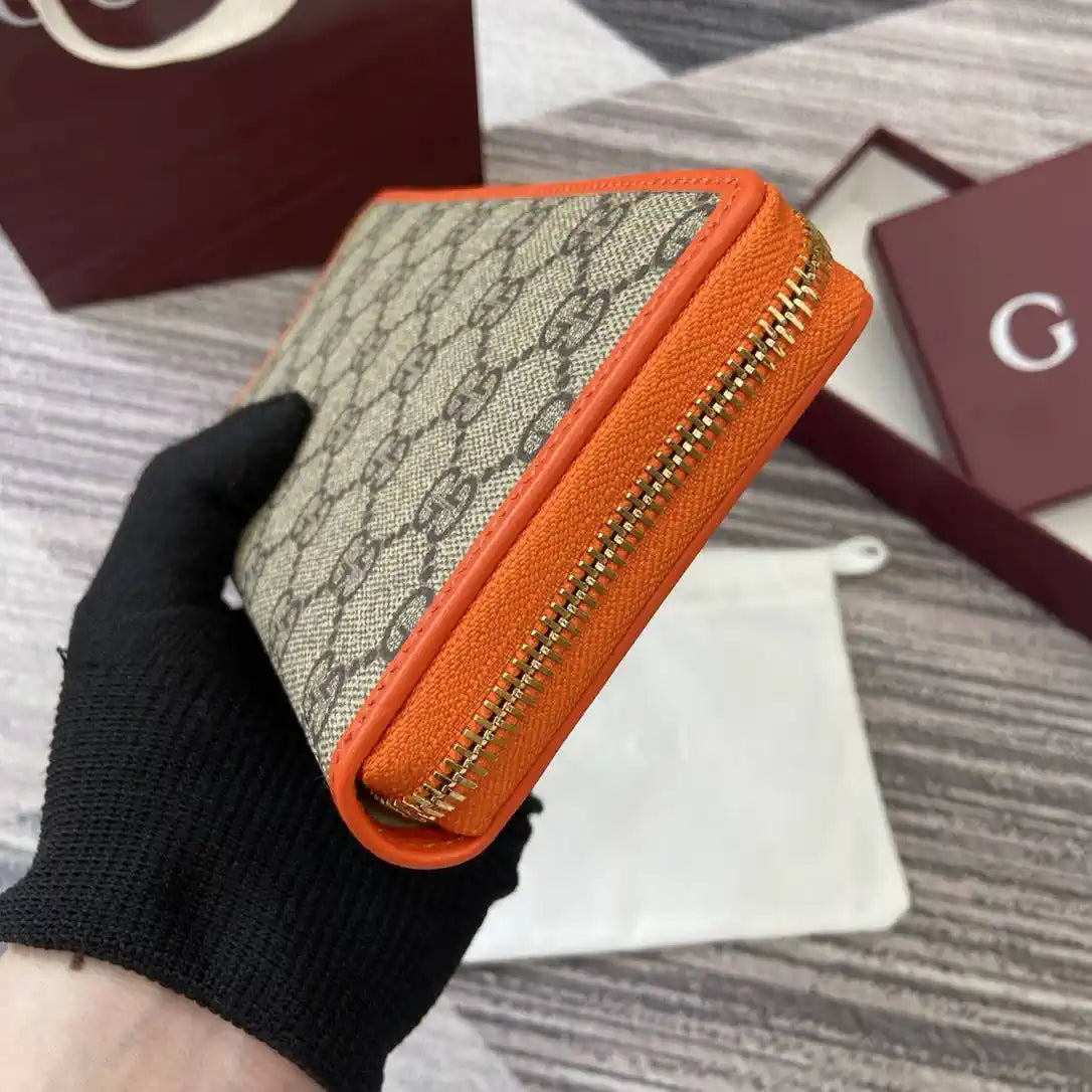 Gucci GG Emblem zip around wallet 819122 Biege & orange