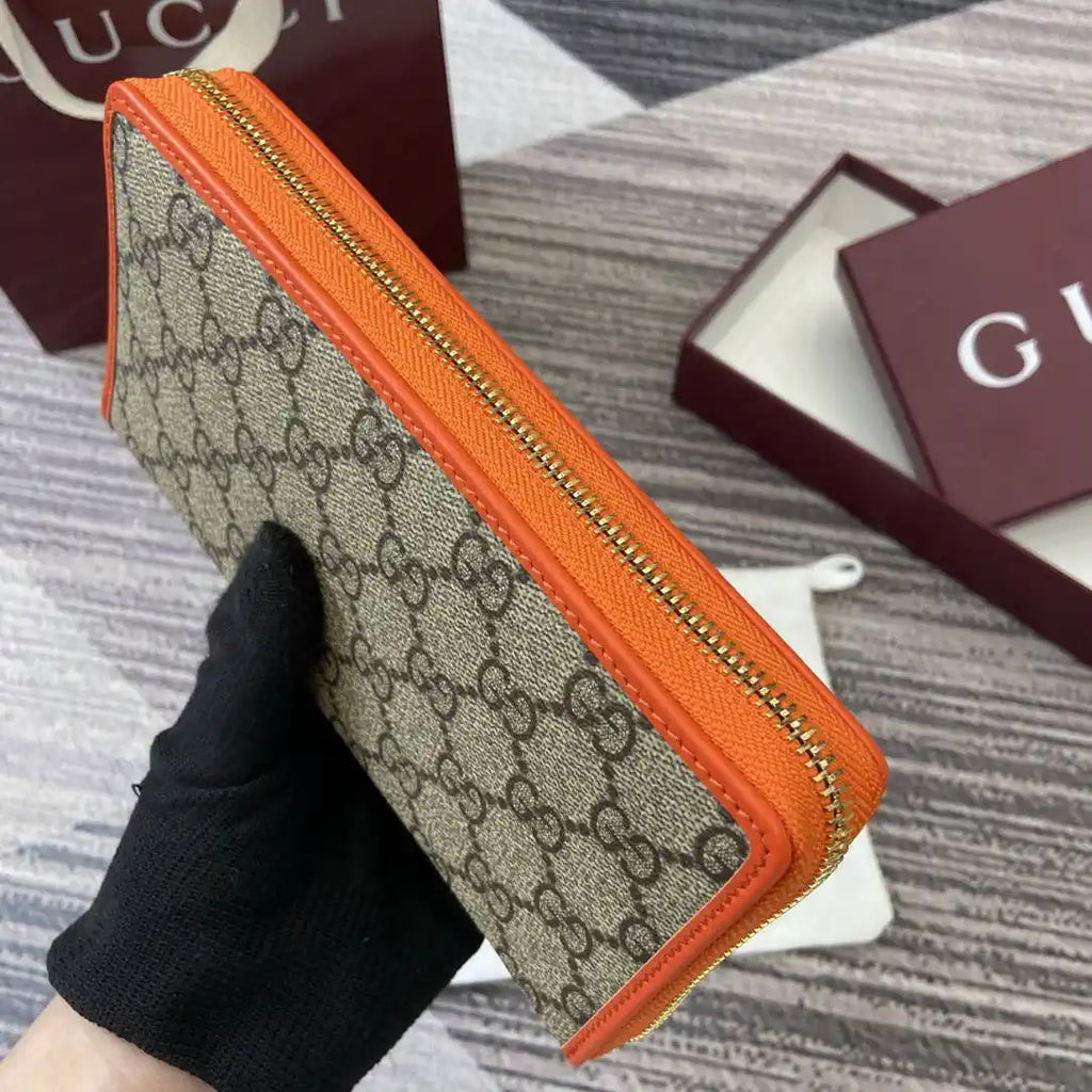 Gucci GG Emblem zip around wallet 819122 Biege & orange