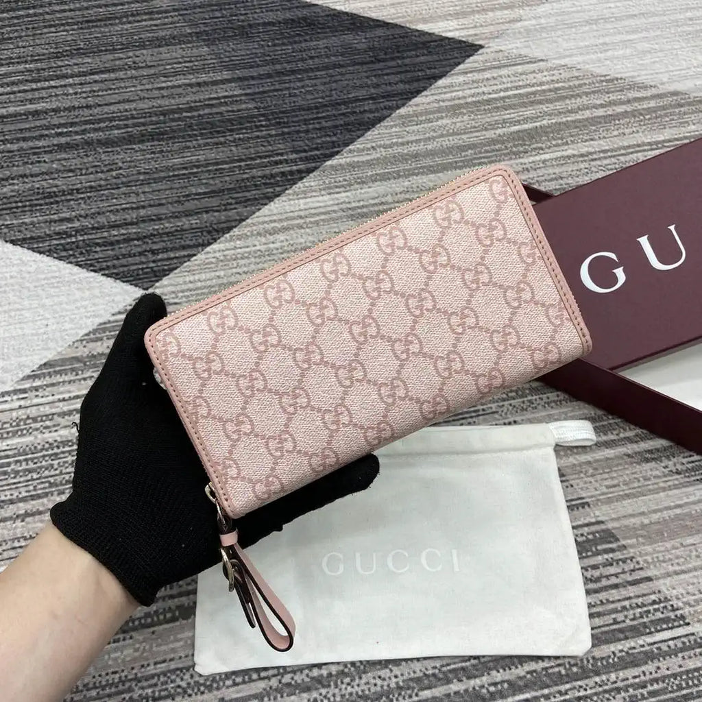 Gucci GG Emblem zip around wallet 819122 Pink
