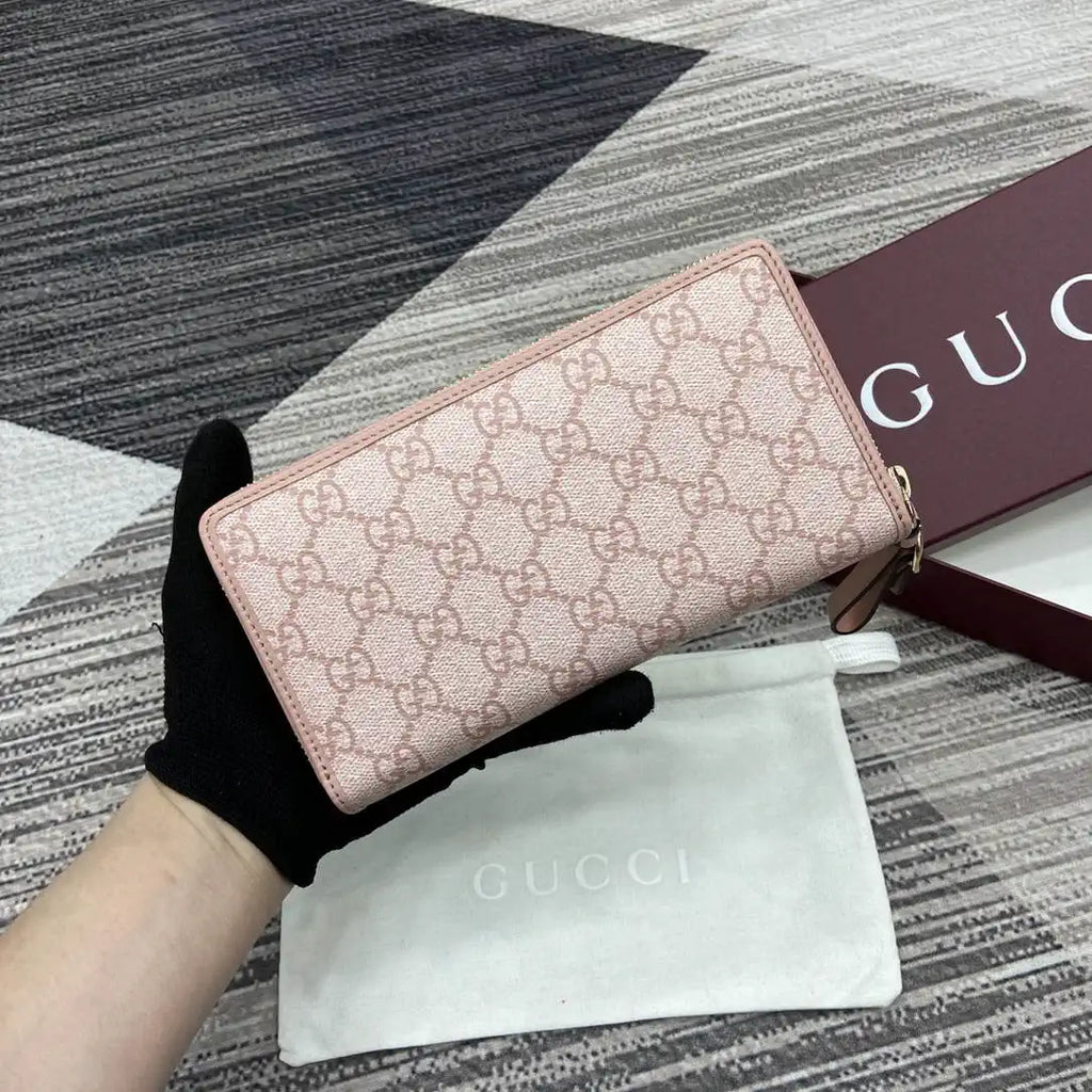 Gucci GG Emblem zip around wallet 819122 Pink