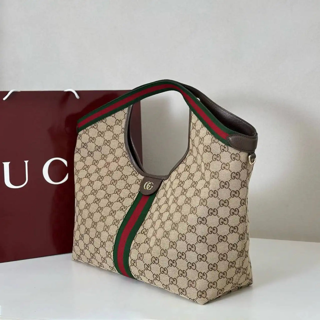 Gucci Giglio XL large tote bag 853971 Beige & dark brown GG canvas