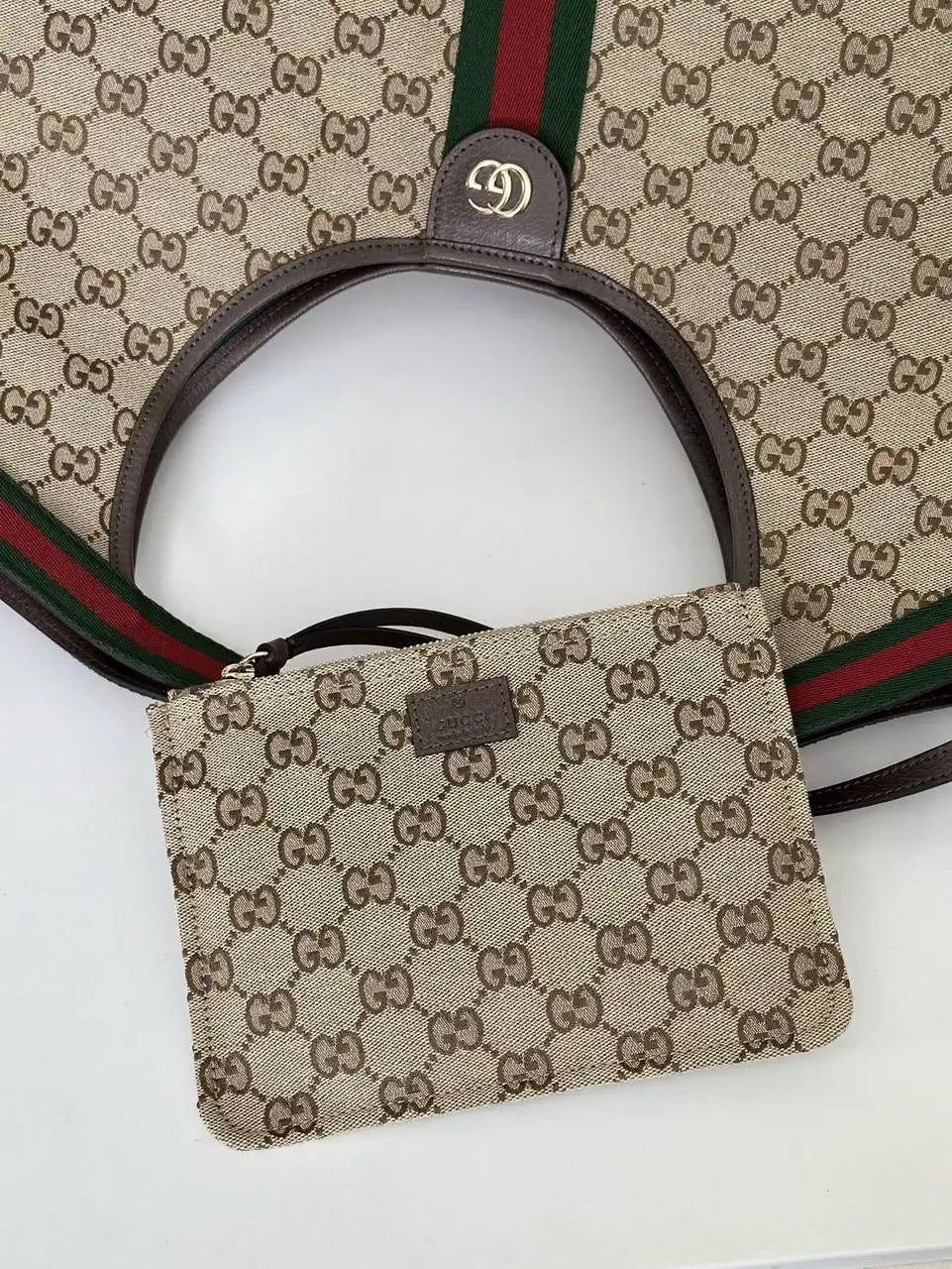 Gucci Giglio XL large tote bag 853971 Beige & dark brown GG canvas