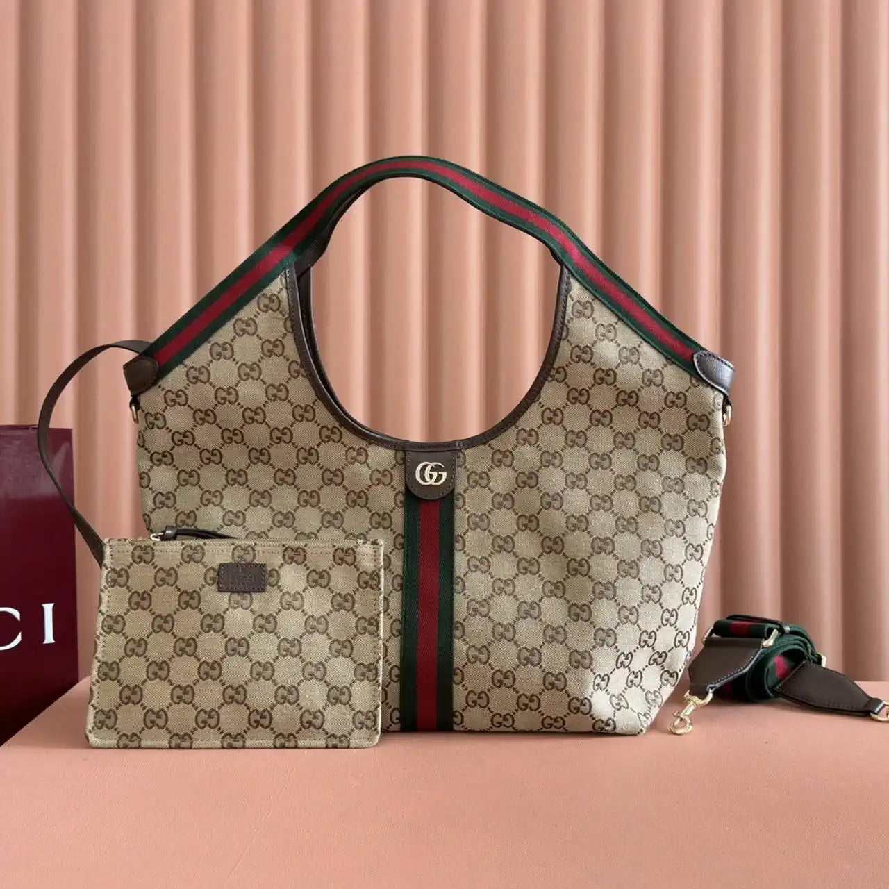 Gucci Giglio Large tote bag 853972 beige and brown GG canvas