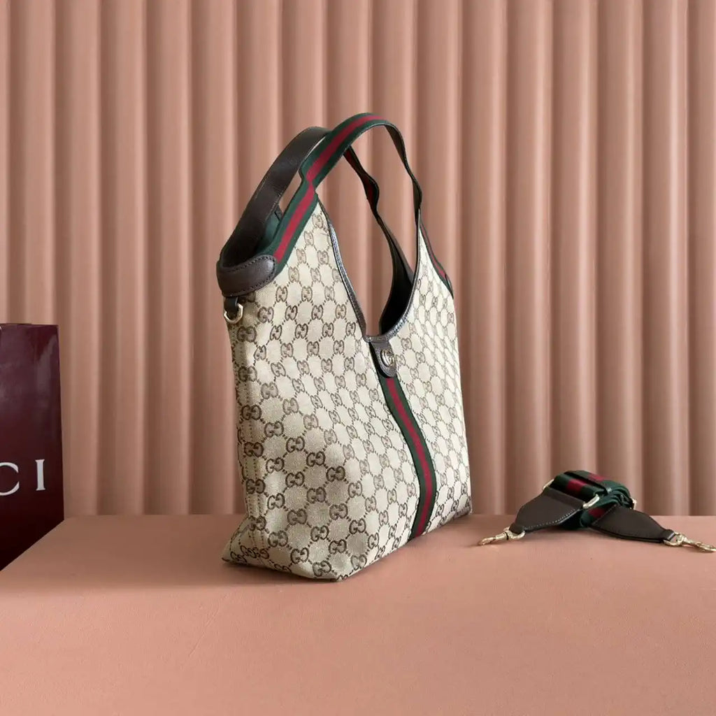 Gucci Giglio Large tote bag 853972 beige and brown GG canvas