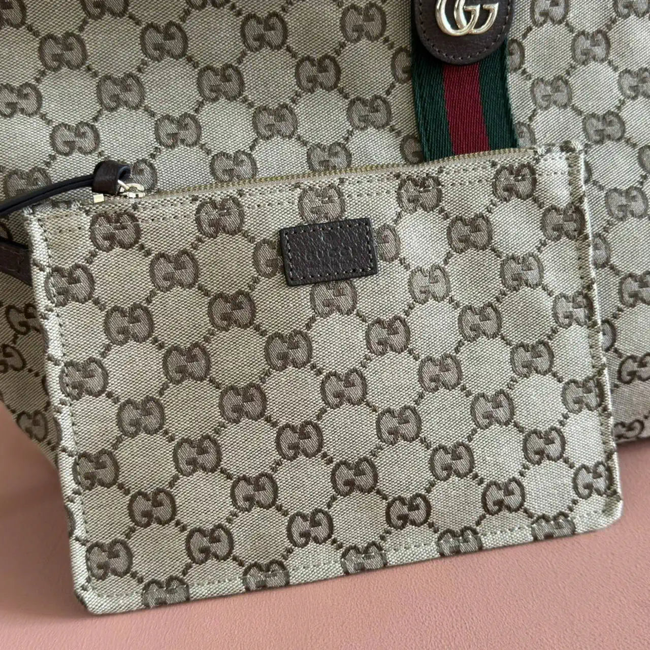 Gucci Giglio Large tote bag 853972 beige and brown GG canvas