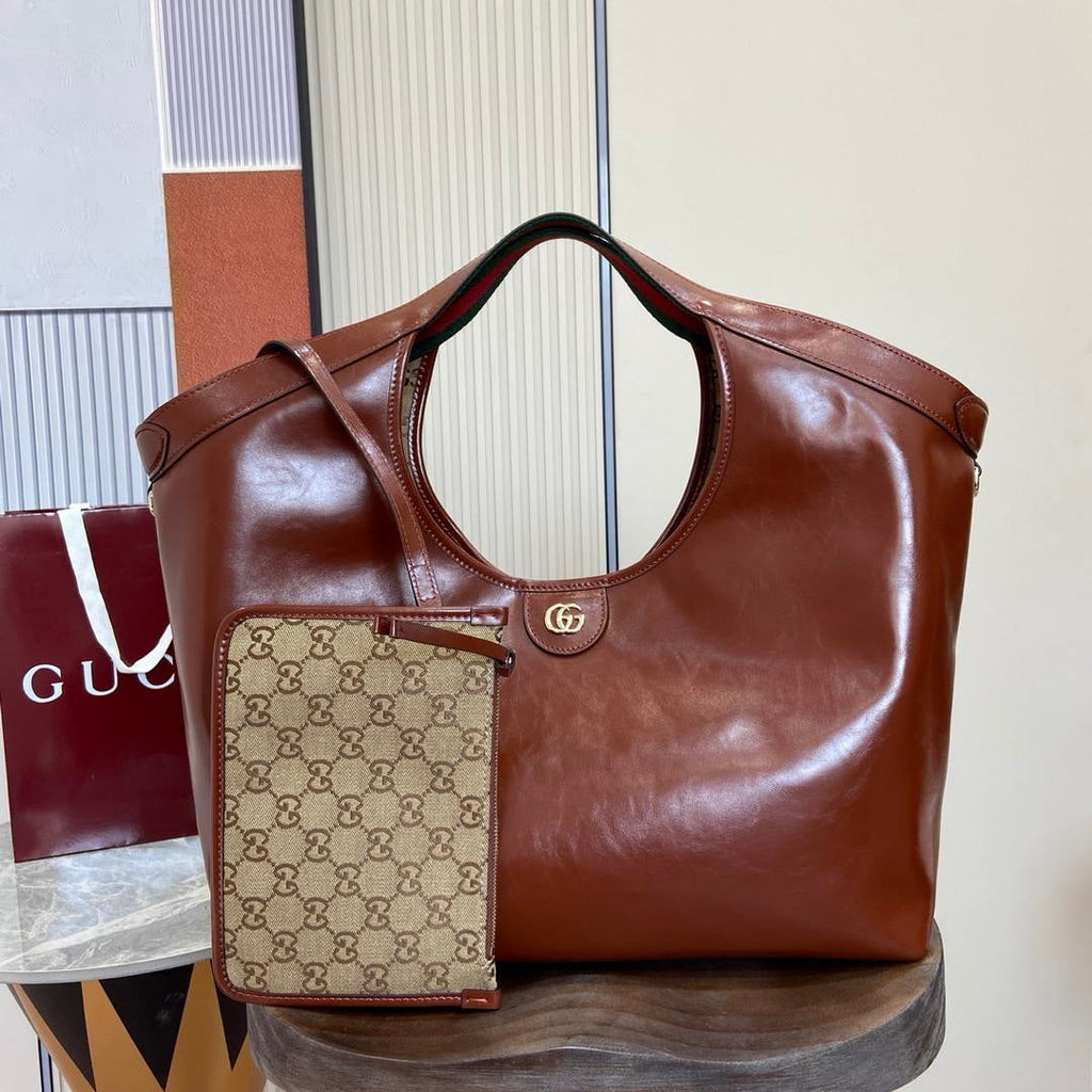 Gucci Giglio Large tote bag 853971  dark brown leather