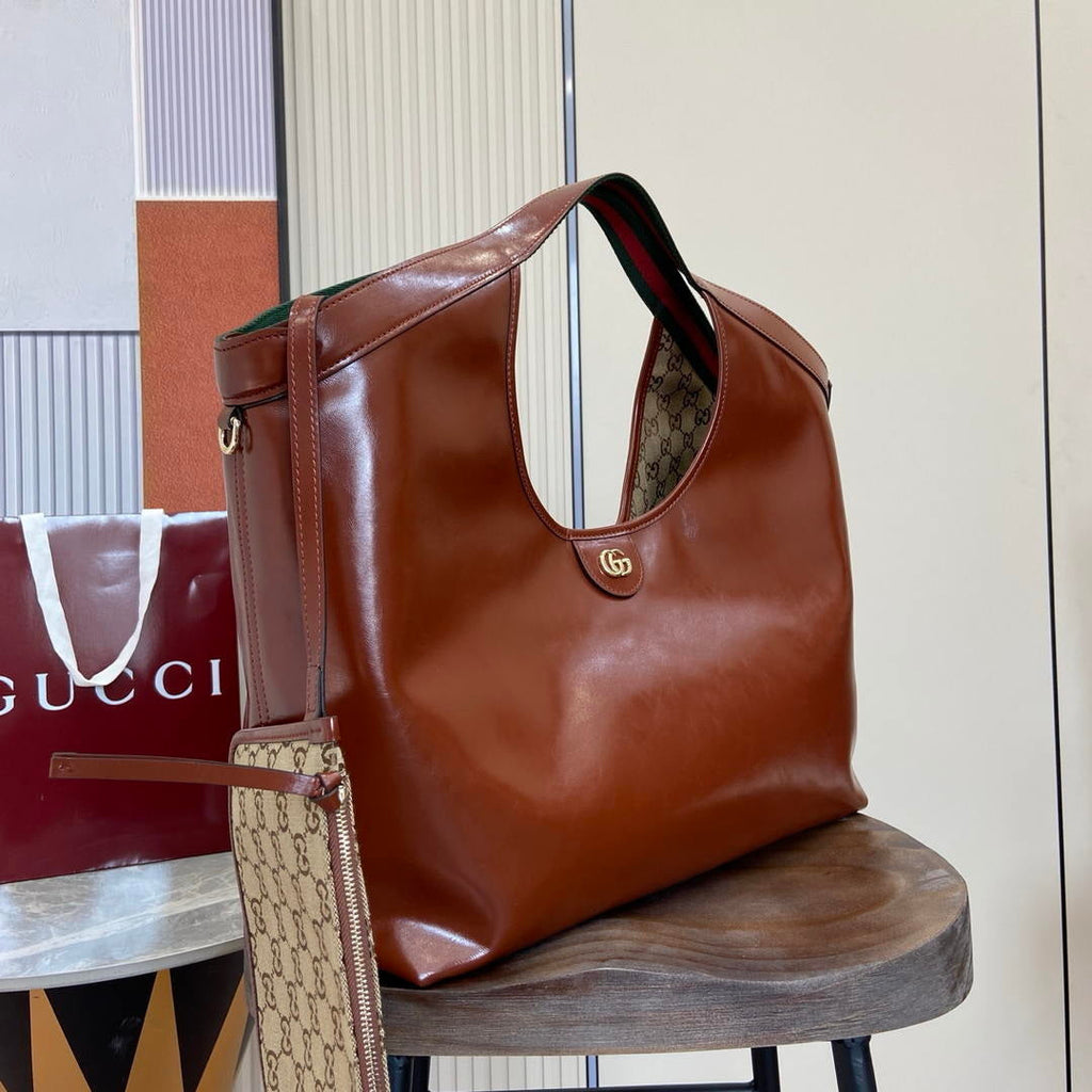 Gucci Giglio Large tote bag 853971  dark brown leather