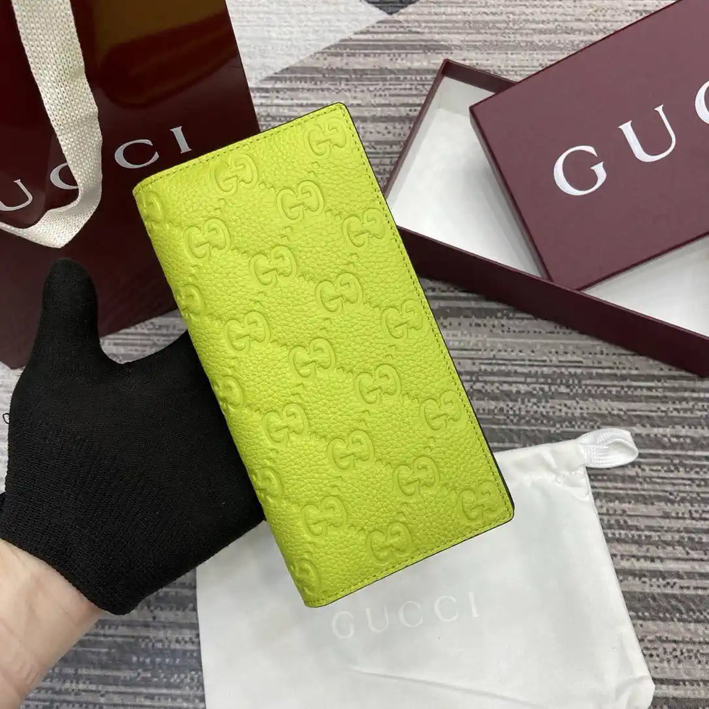 Gucci Imprint long wallet 835014 Lemon green
