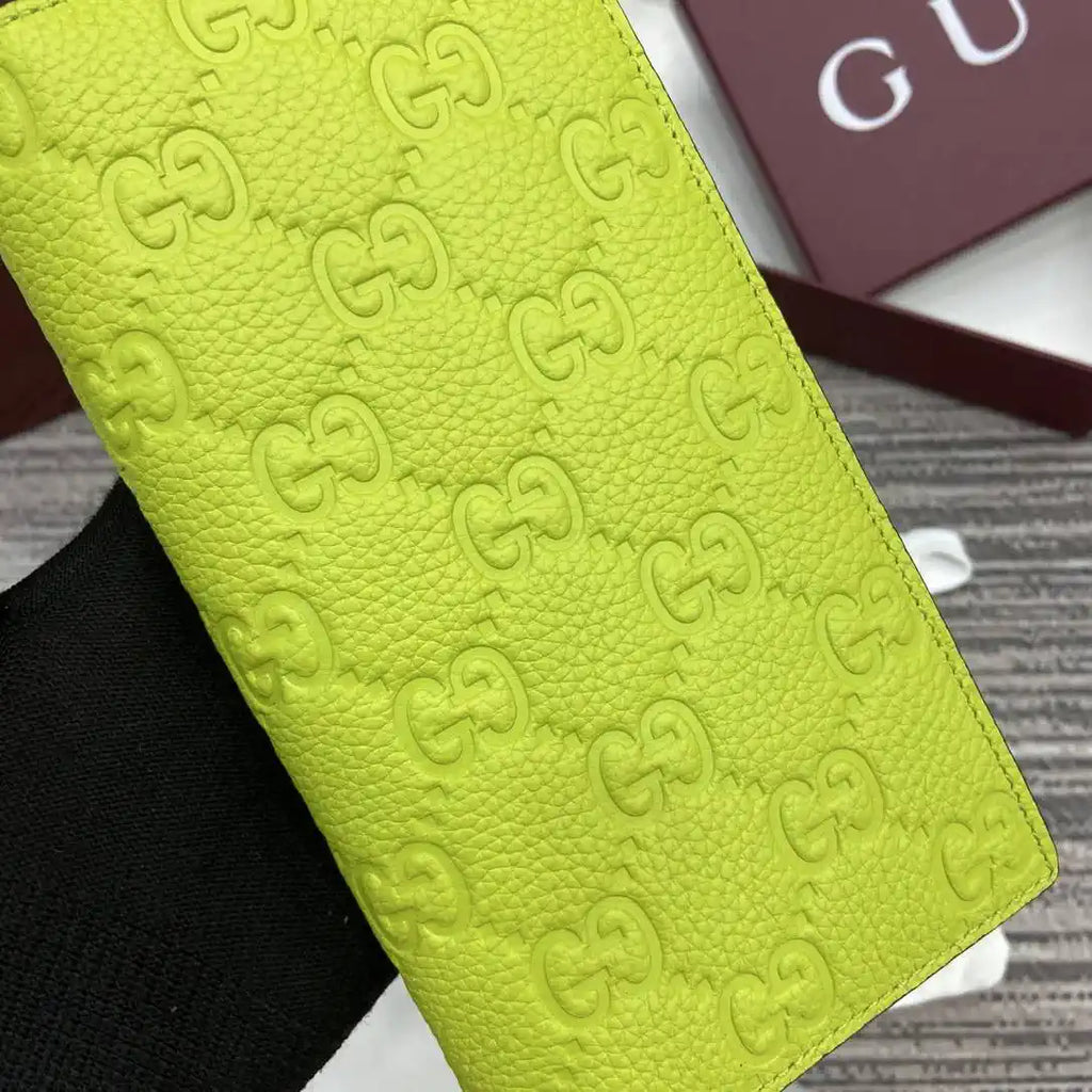 Gucci Imprint long wallet 835014 Lemon green
