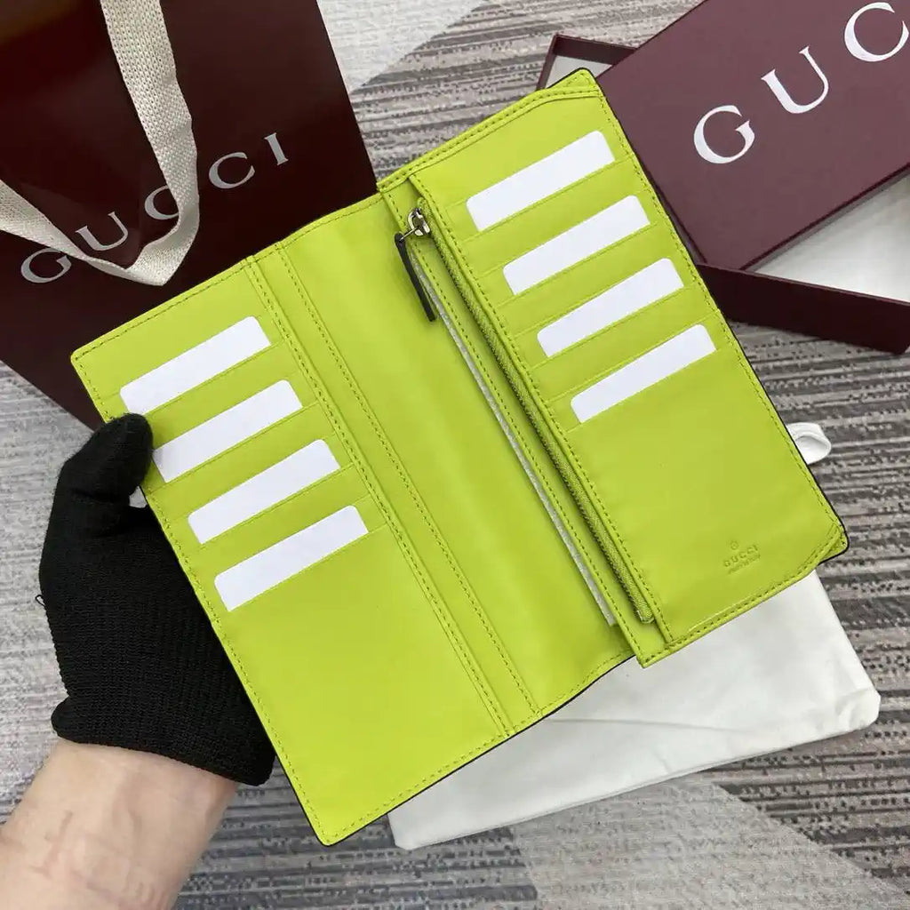 Gucci Imprint long wallet 835014 Lemon green