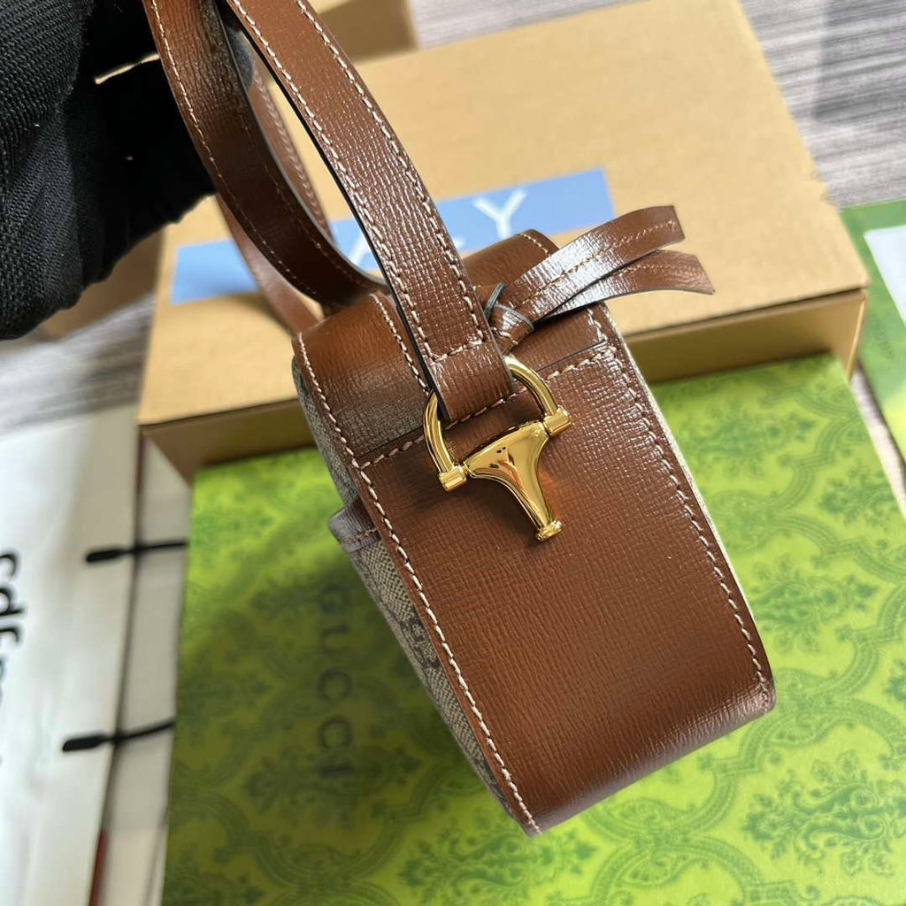 Gucci Horsebit 1955 mini shoulder bag 760196 Brown &Beige