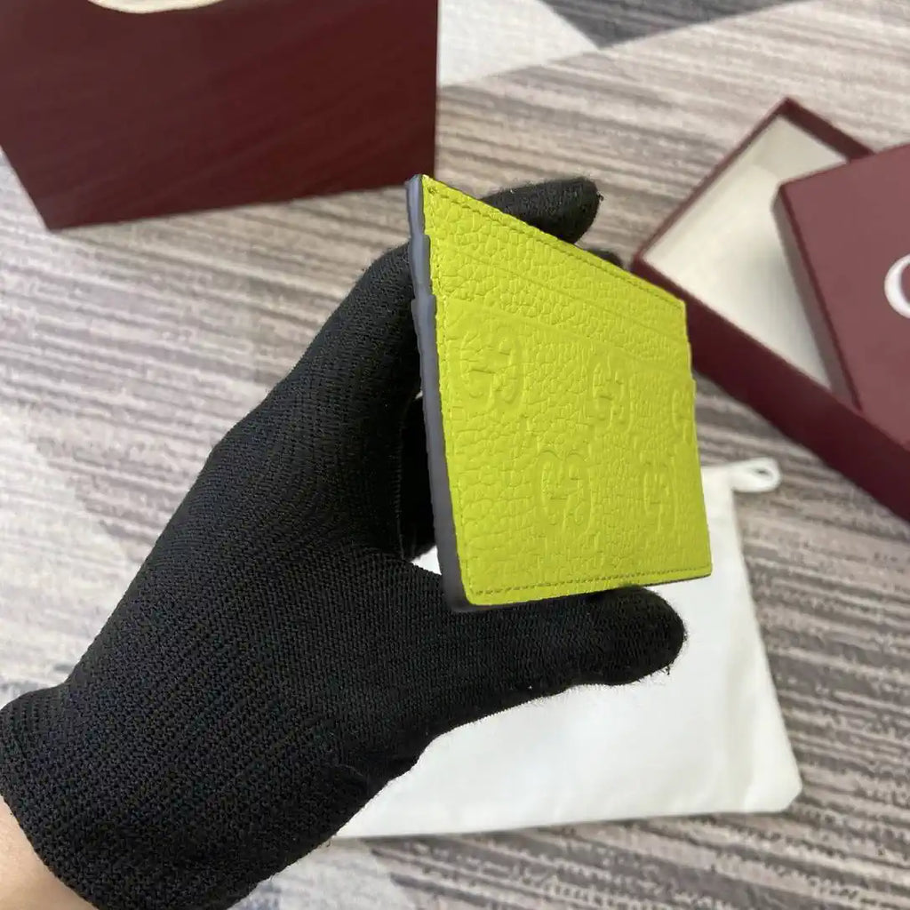 Gucci Imprint card case 835151 Lemon green
