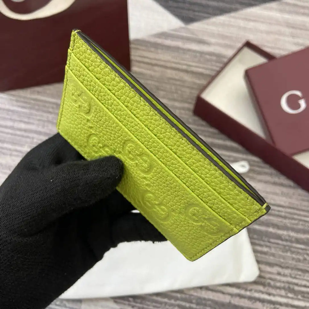 Gucci Imprint card case 835151 Lemon green
