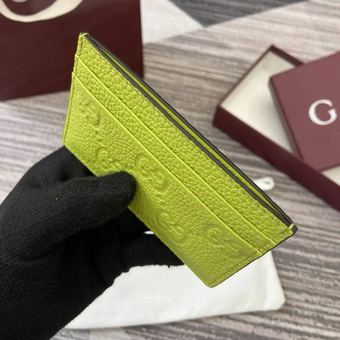Gucci Imprint card case 835151 Lemon green