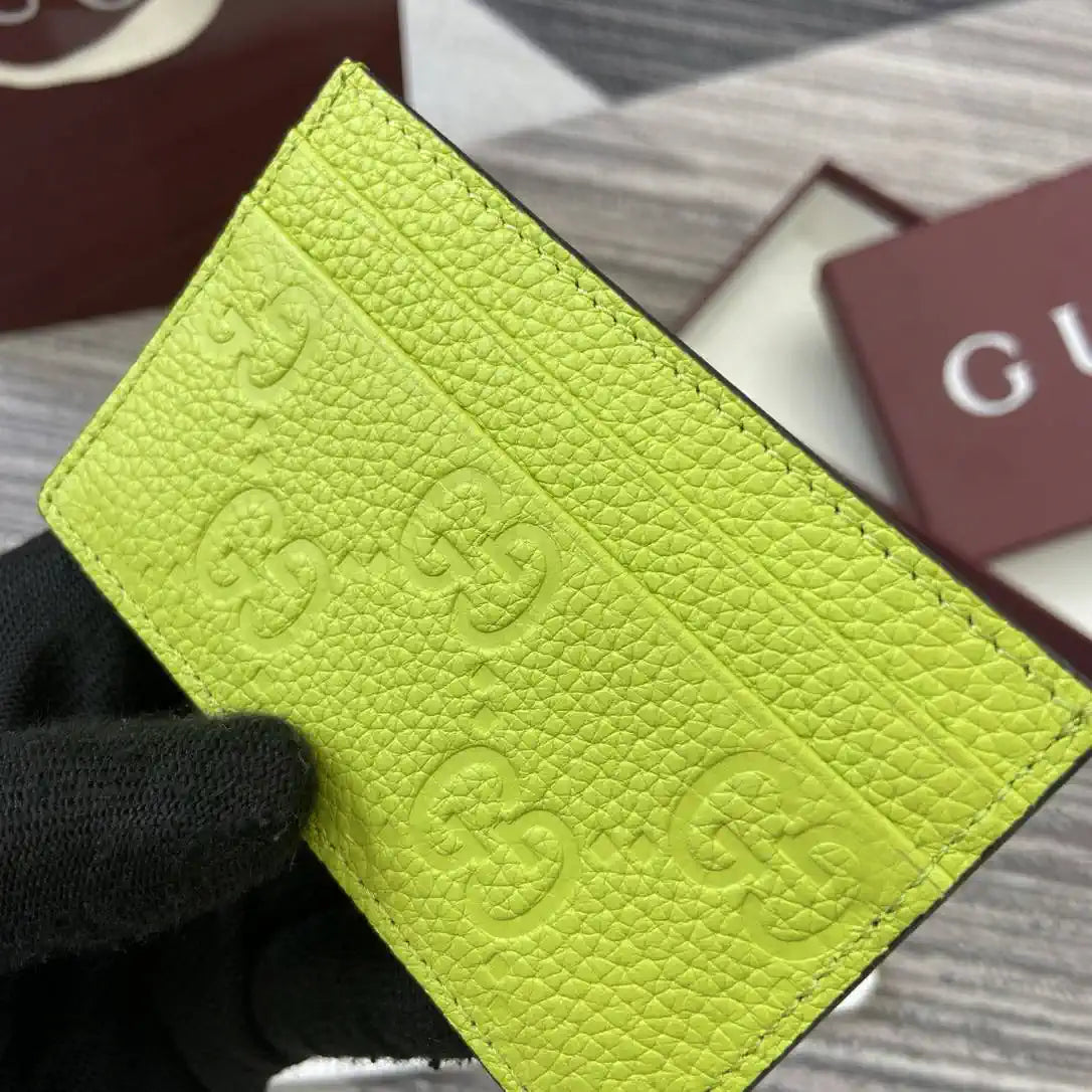 Gucci Imprint card case 835151 Lemon green