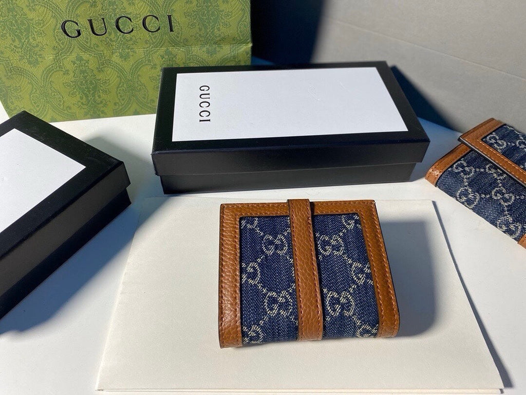 Gucci Jackie 1961 card case wallet 645536 Brown & navy