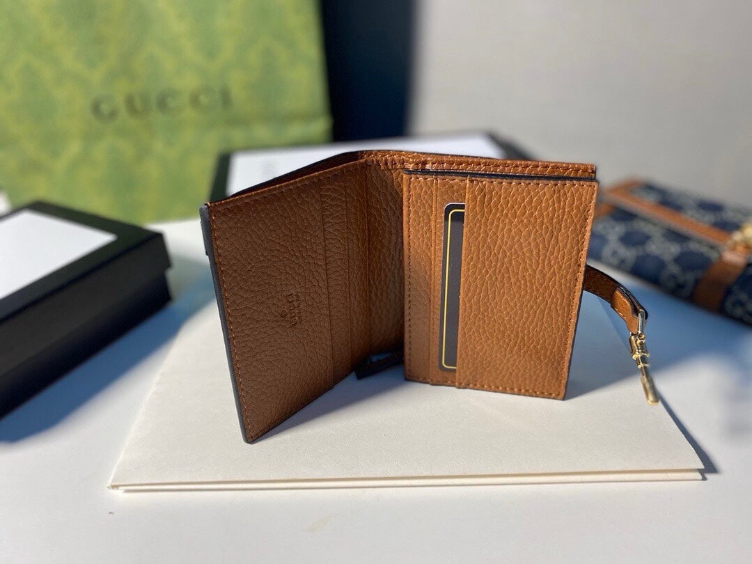 Gucci Jackie 1961 card case wallet 645536 Brown & navy