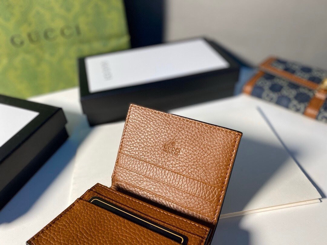 Gucci Jackie 1961 card case wallet 645536 Brown & navy