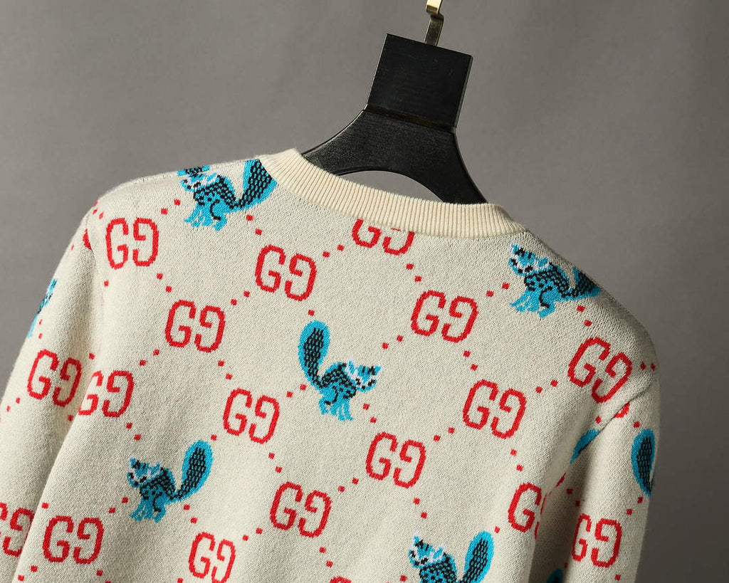 Gucci Men's Sweaters Designer Gucci Sweaters and Cardigans Clothing 36009 Navy Blue and red