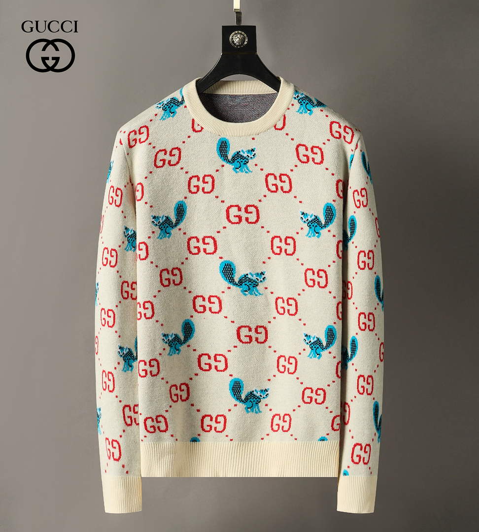 Gucci Men's Sweaters Designer Gucci Sweaters and Cardigans Clothing 36009 Navy Blue and red
