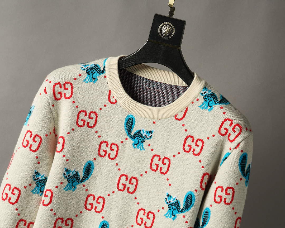 Gucci Men's Sweaters Designer Gucci Sweaters and Cardigans Clothing 36009 White and red