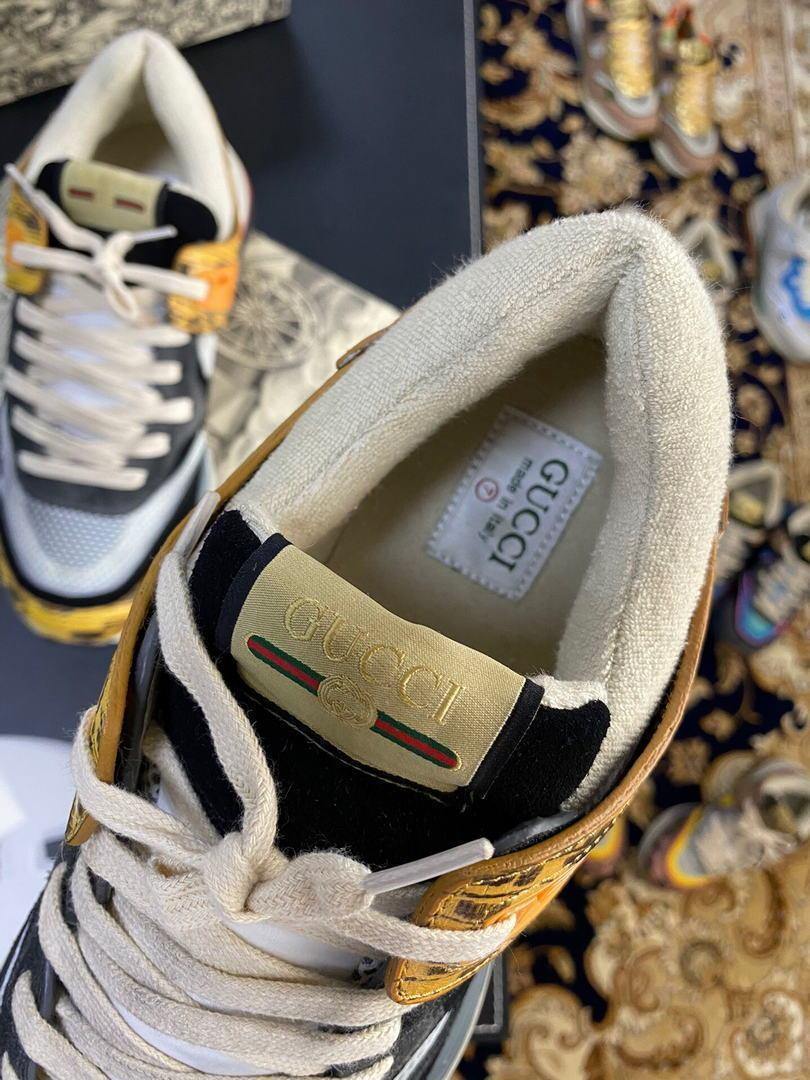 Gucci Men¡¯s Ultrapace R Leather Sneaker 81112 Yellow and Black - luxibagsmall