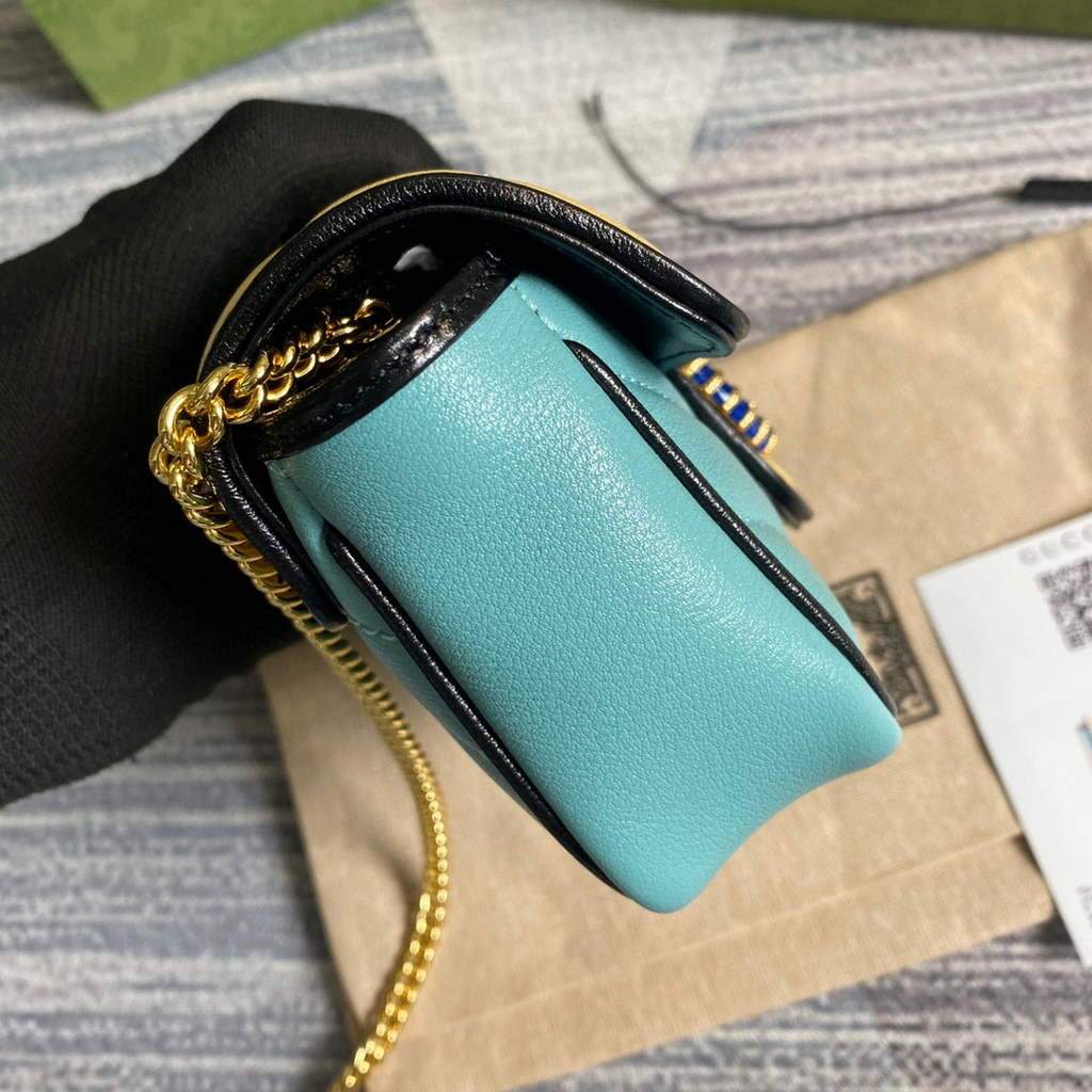 Gucci GG Marmont mini bag 574969 Blue and Apricot