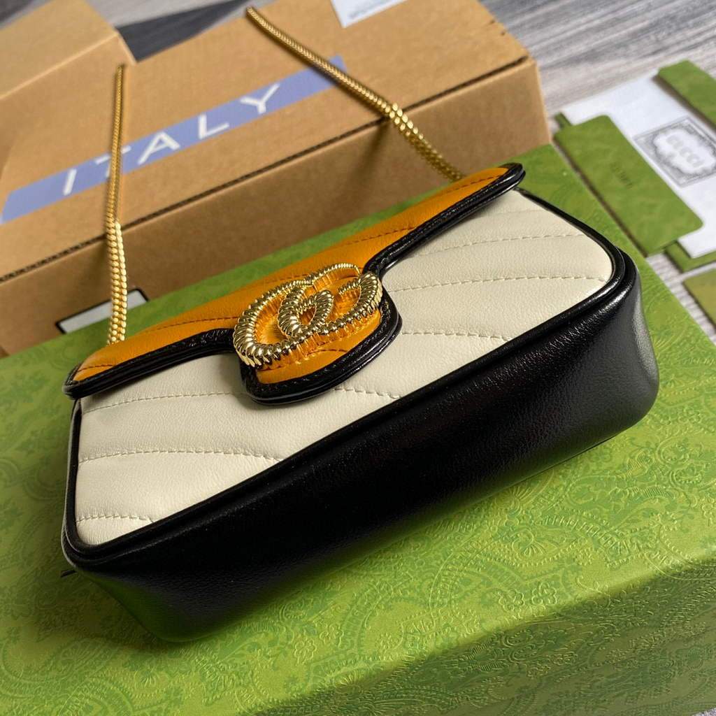 Gucci Online Exclusive GG Marmont mini bag Gucci 574969 Beige and Yellow