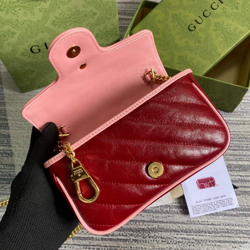 Gucci GG Marmont super mini bag 574969 Wine Red