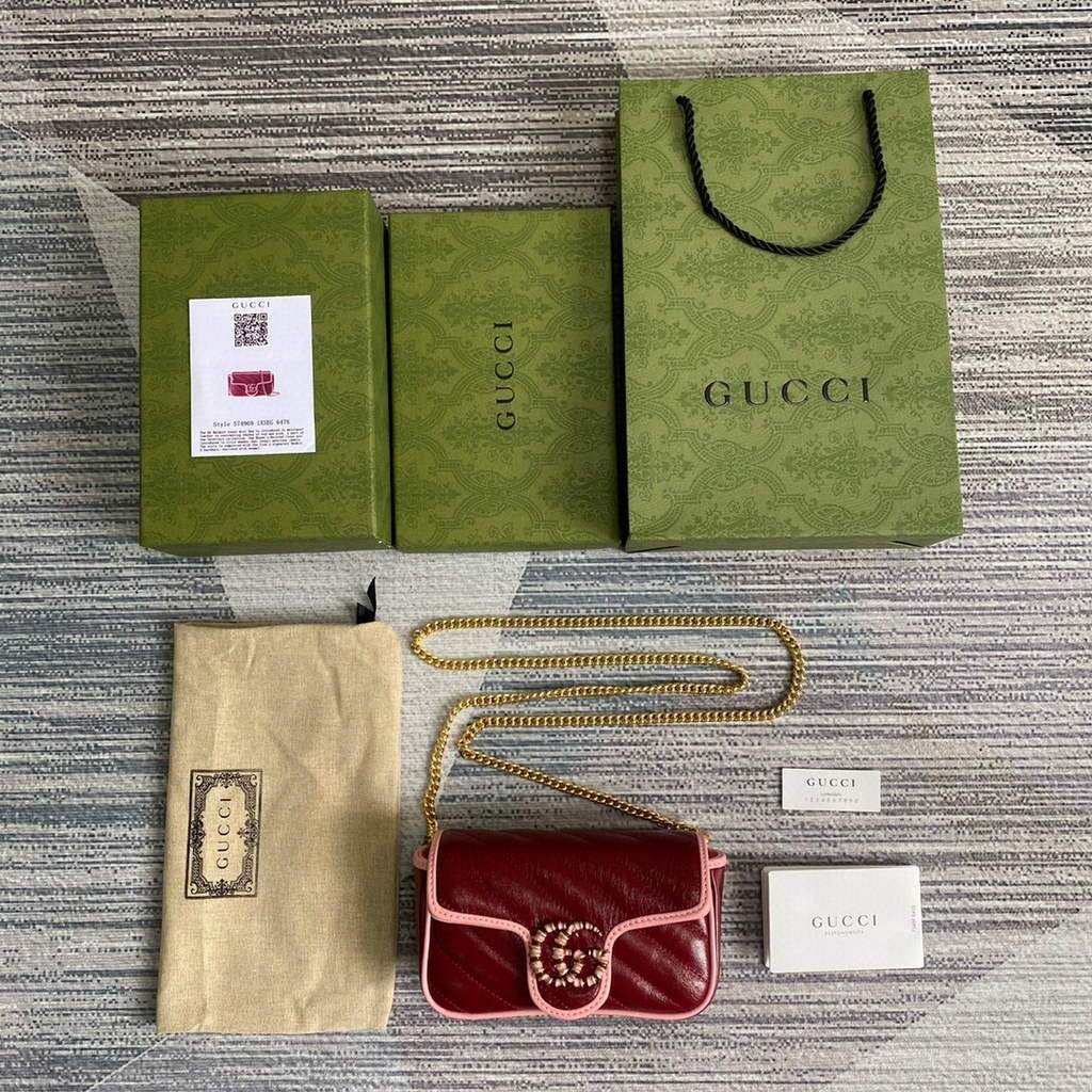 Gucci GG Marmont super mini bag 574969 Wine Red