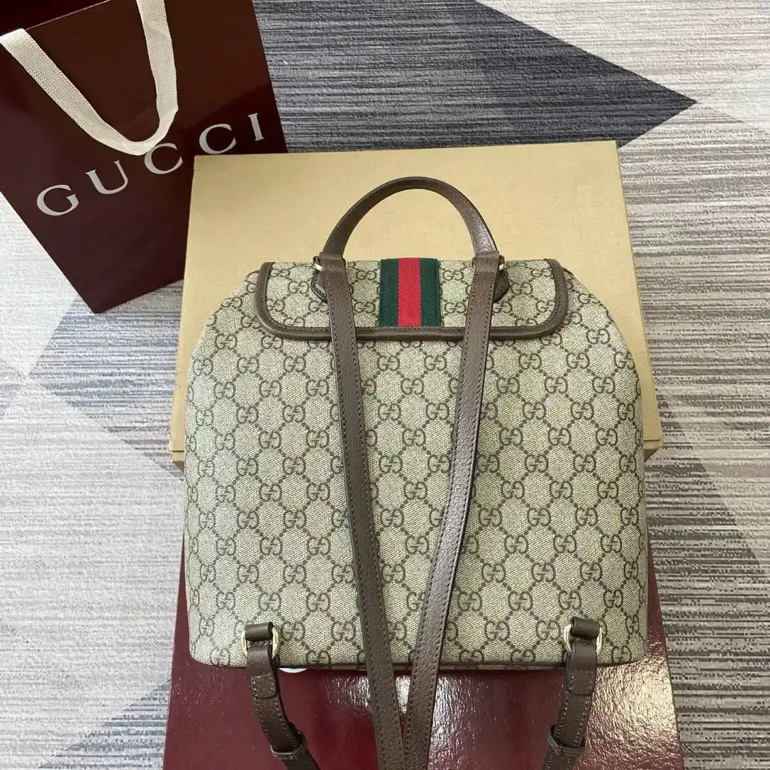 Gucci Ophidia medium backpack 836855 Beige and dark brown