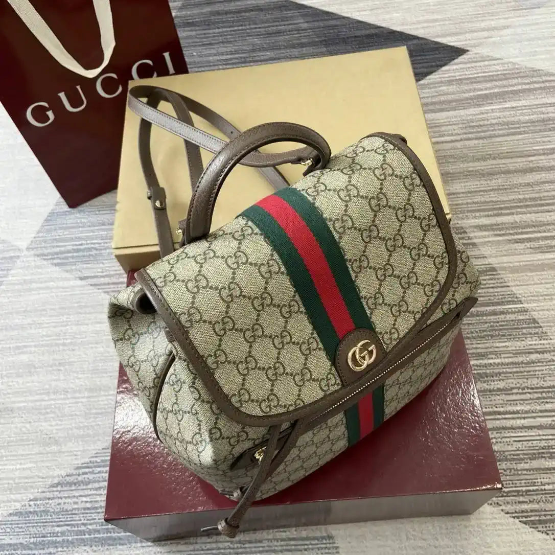 Gucci Ophidia medium backpack 836855 Beige and dark brown