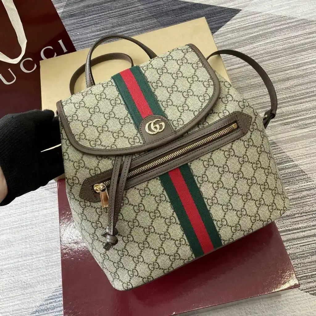 Gucci Ophidia medium backpack 836855 Beige and dark brown